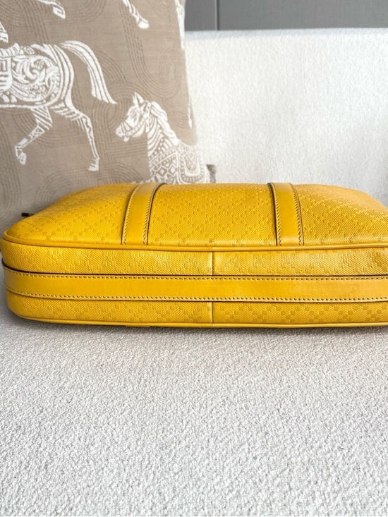 Gucci | Yellow Leather Men's Briefcase Bag Top Handle Crossbody | Like New - Picture 5 of 9